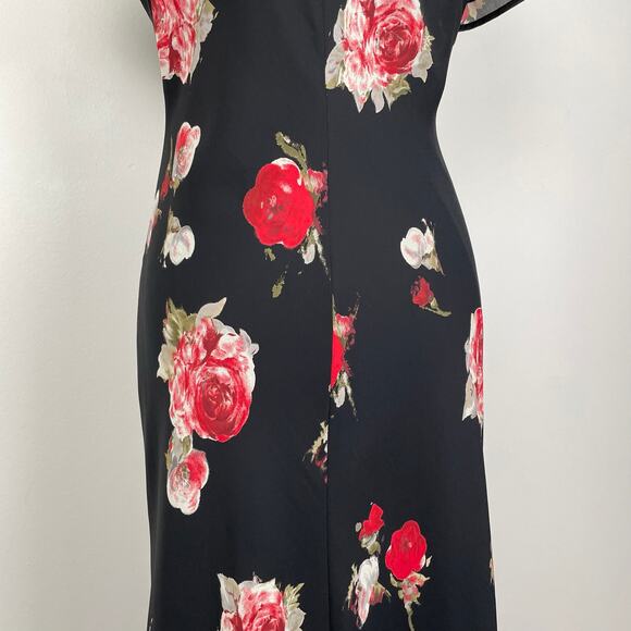 VTG 90s My Michelle Floral Maxi Dress Black Red Y2K Fairy Grunge Dark Romance - Picture 5 of 16